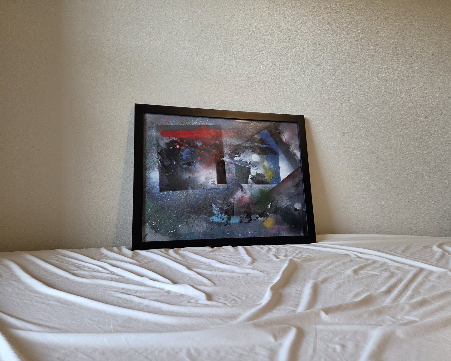 18"x24" Black Glass Frame with Hooks for Wire Hanging or Sturdy Two Nail Hanging